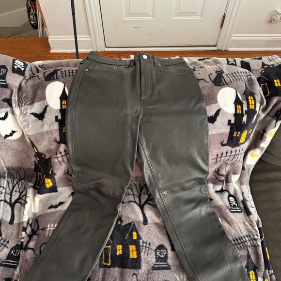 Re/Done Midnight Black Leather Trousers - Picture 4 of 4